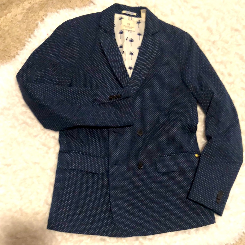 Scotch & Soda Navy Blue Textured Boys Blazer
